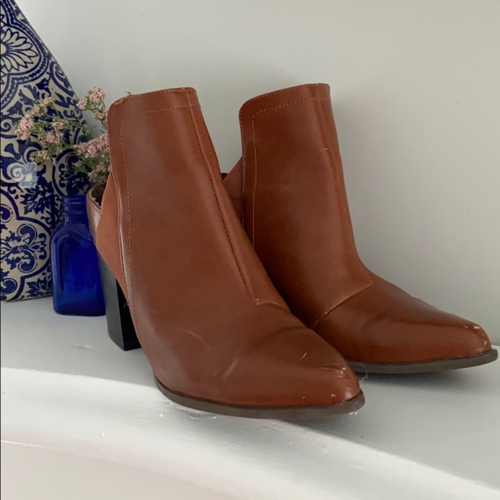 Brown open back heels